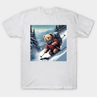 Teddy skiing down a hill in the snow T-Shirt